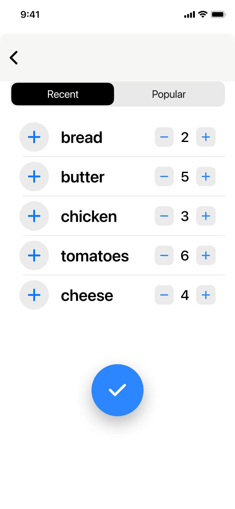 Screenshot of recipe view