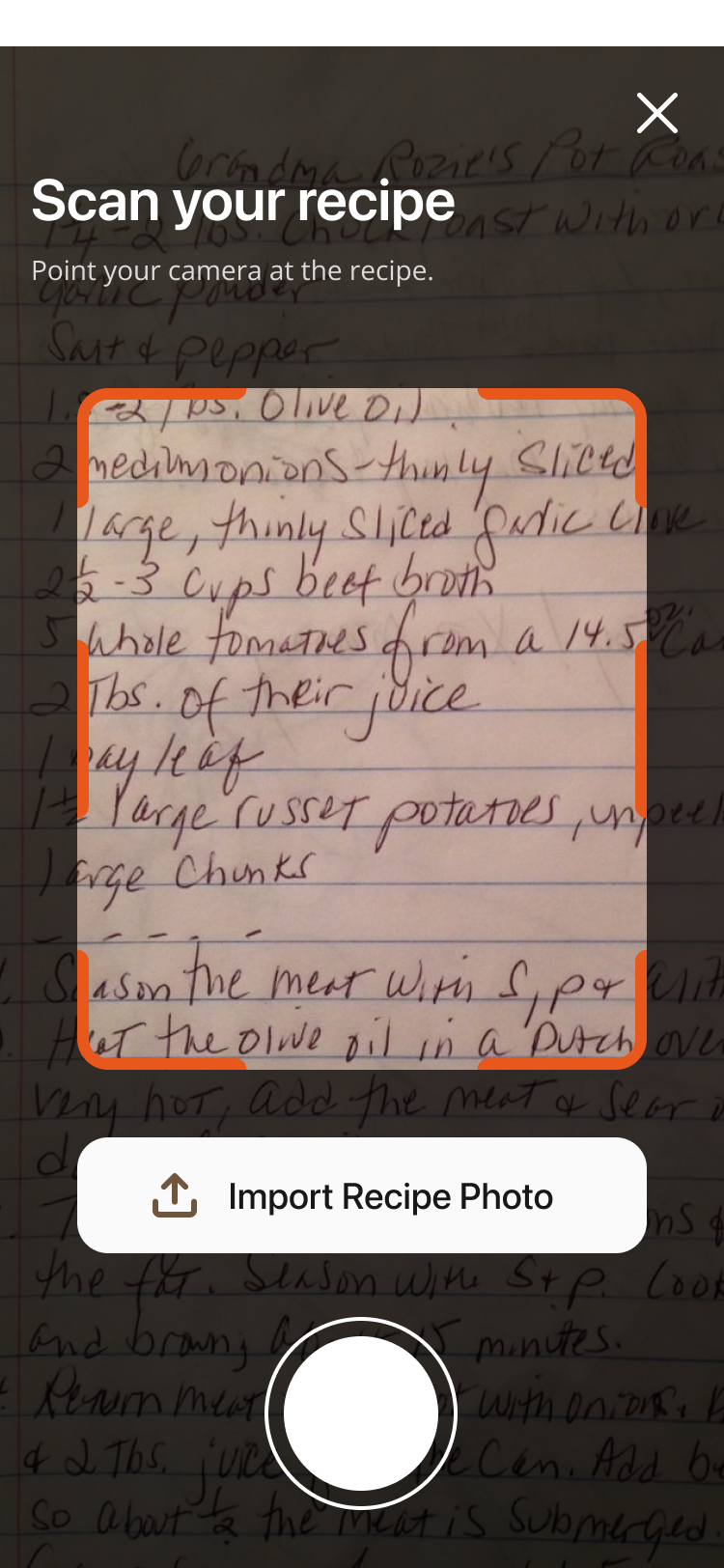 Scan recipe